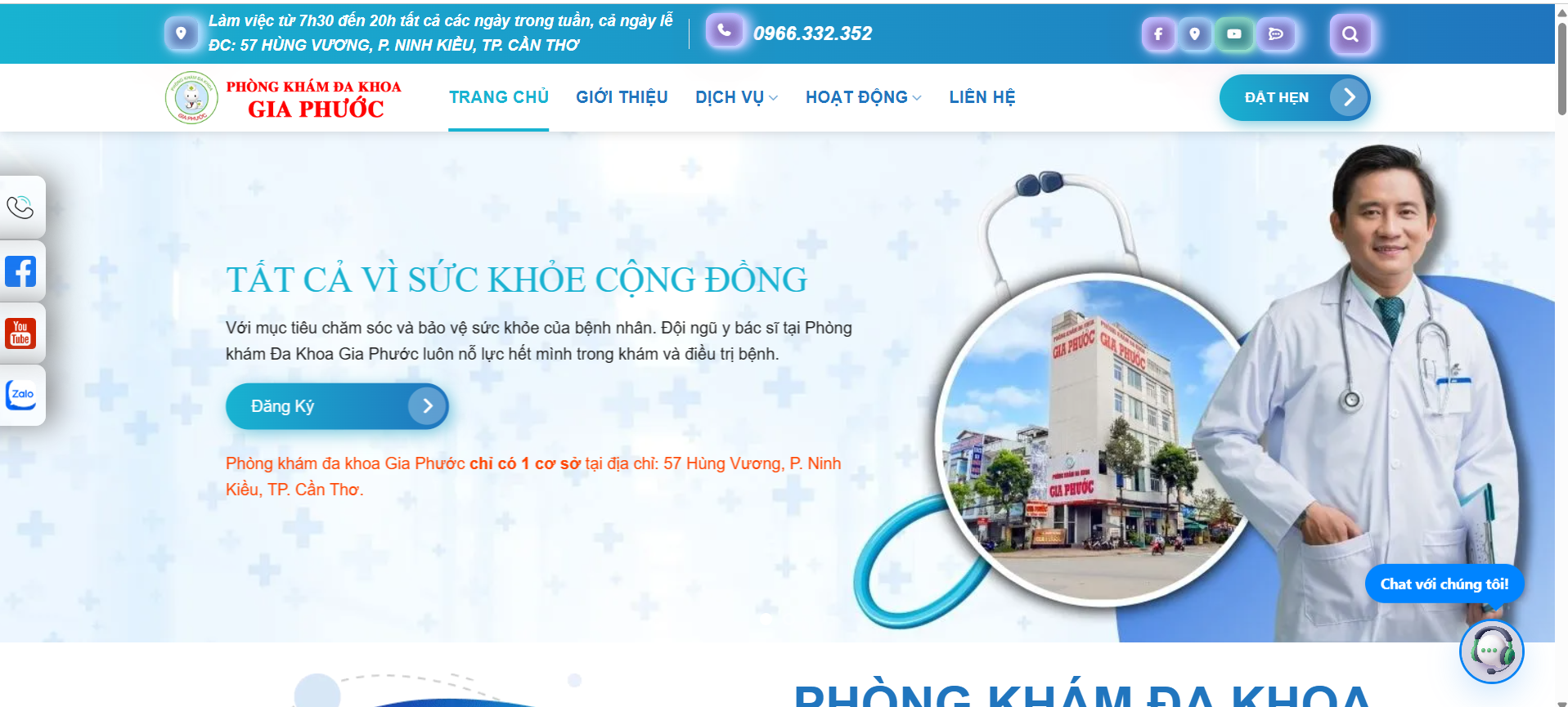 Giao diện Website Phòng Khám Đa Khoa Gia Phước