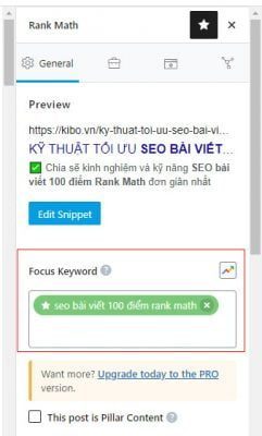 seo bài viết 100 điểm rank math
