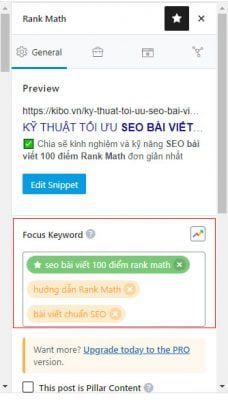 seo bài viết 100 điểm rank math