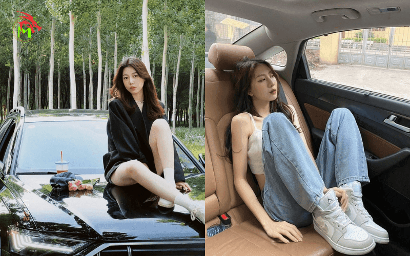 tạo dáng chụp ảnh với ô tô