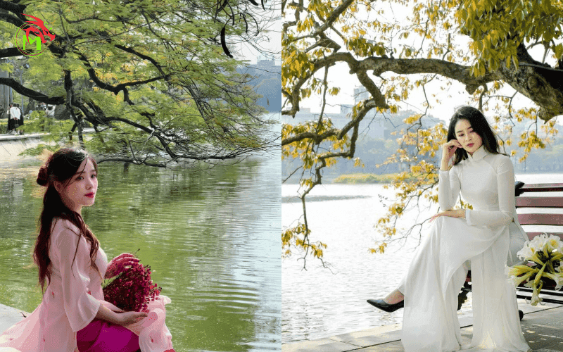 Chụp hình ngoại cảnh áo dài tết