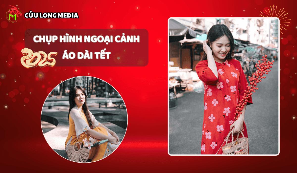 Chụp hình ngoại cảnh áo dài Tết: Tết thêm rực rỡ với những bức hình lung linh