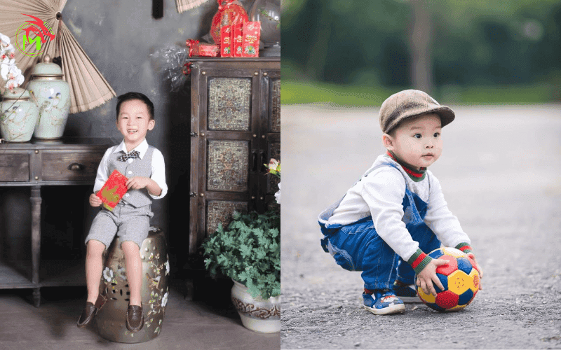 Tạo dáng chụp ảnh cho bé trai