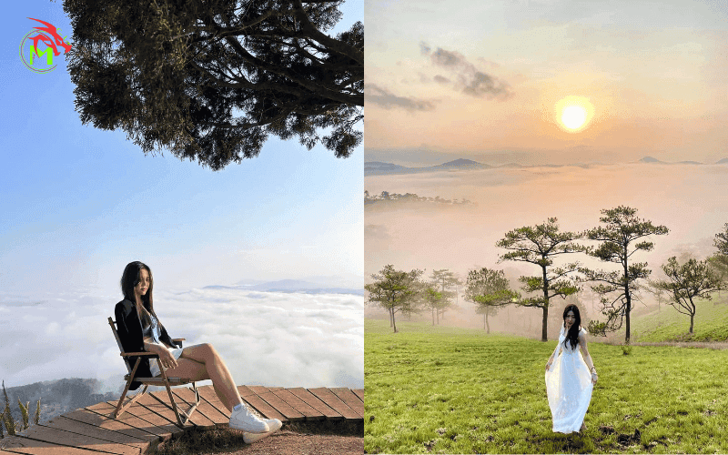 Tạo dáng chụp ảnh khi săn mây