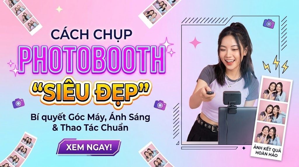 Cách Chụp Photobooth Đẹp "Chuẩn Chỉnh" (2026): Bí Quyết Xử Lý Ánh Sáng &amp; Góc Máy Từ A-Z