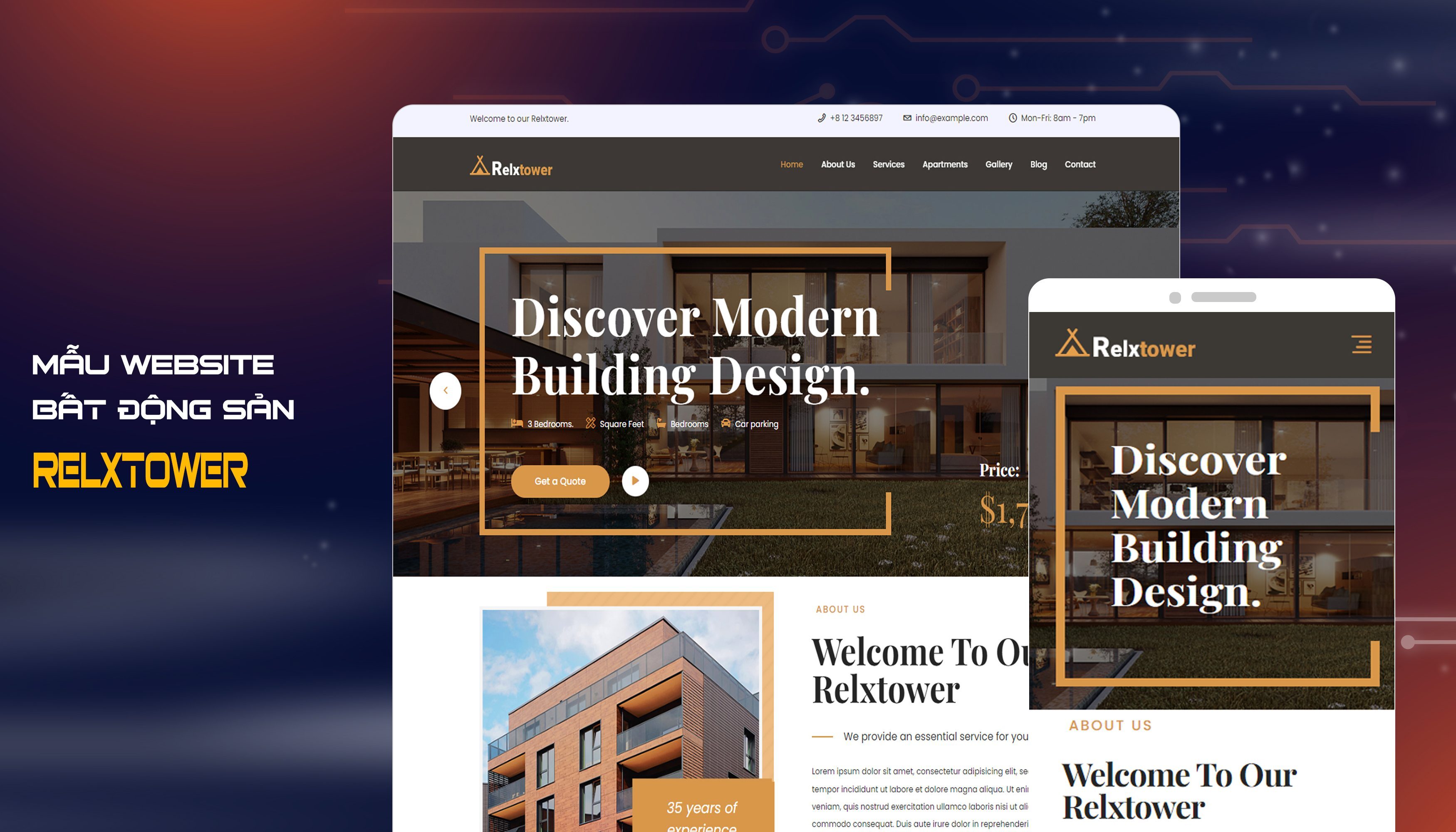 Mẫu website bất động sản Relxtower