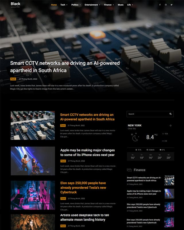 thumbnail template website blog newpaper black