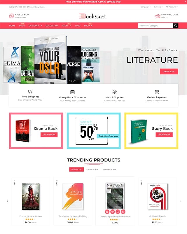 thumbnail template website book bookscart
