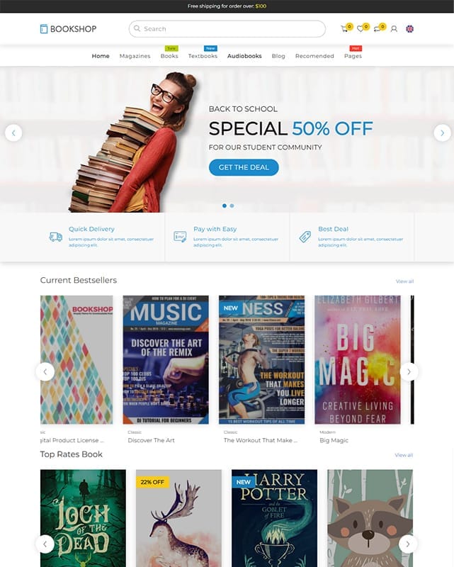 thumbnail template website book bookshop