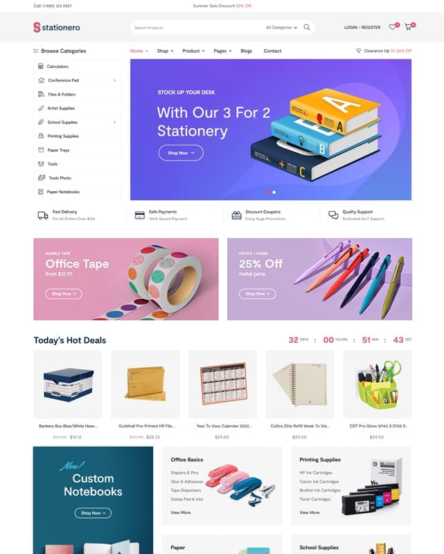 thumbnail template website bookstore stationero
