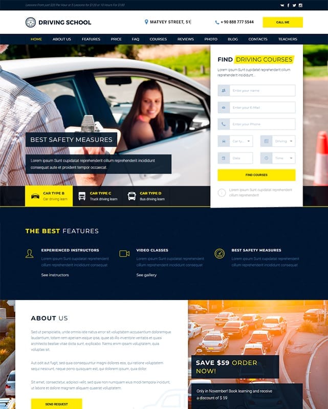 thumbnail template website education driving shool