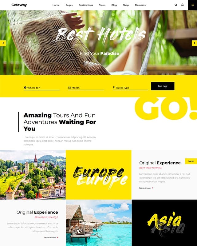 thumbnail template website travel gateway