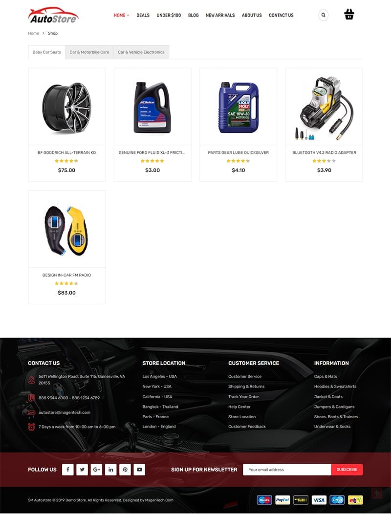 template website autostore shoppage