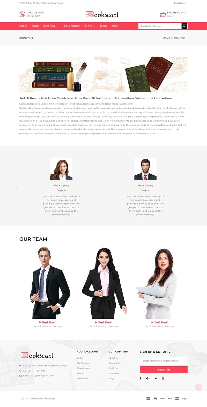 template website book bookscart aboutpage