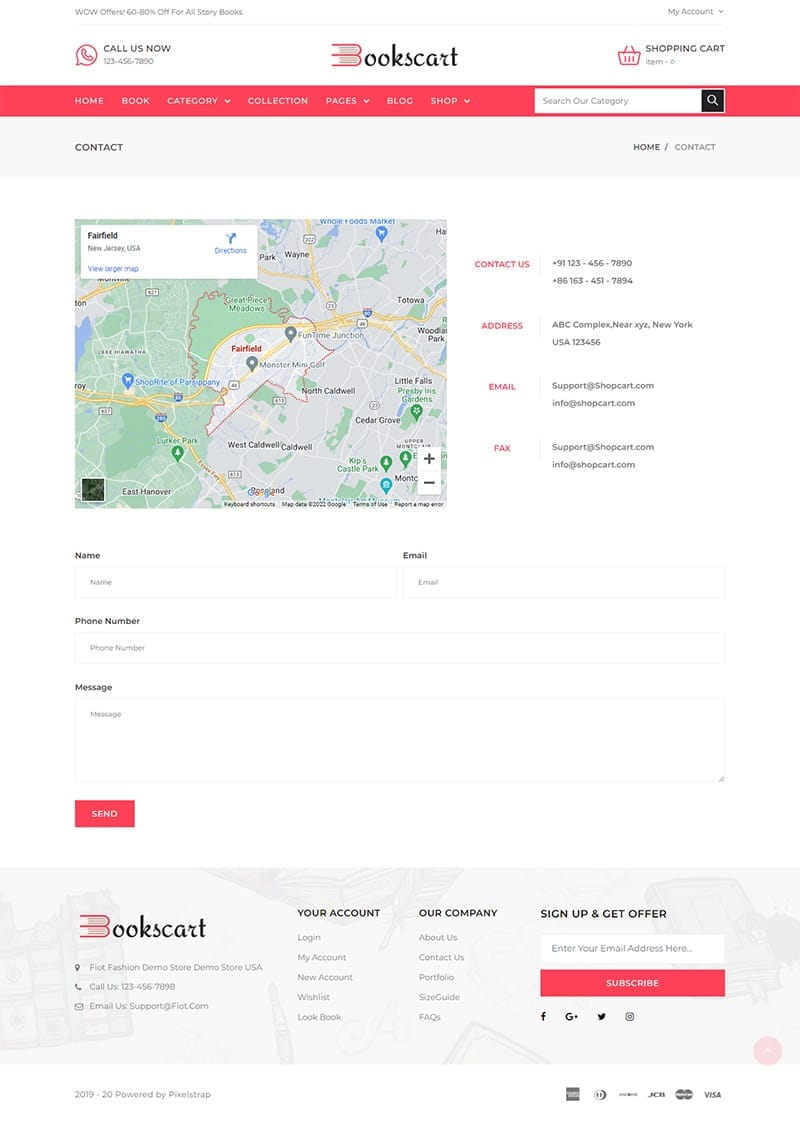 template website book bookscart contactpage