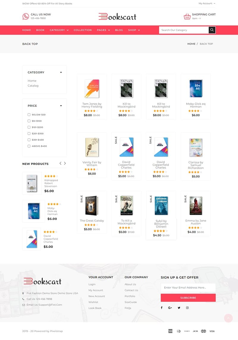 template website book bookscart shoppage