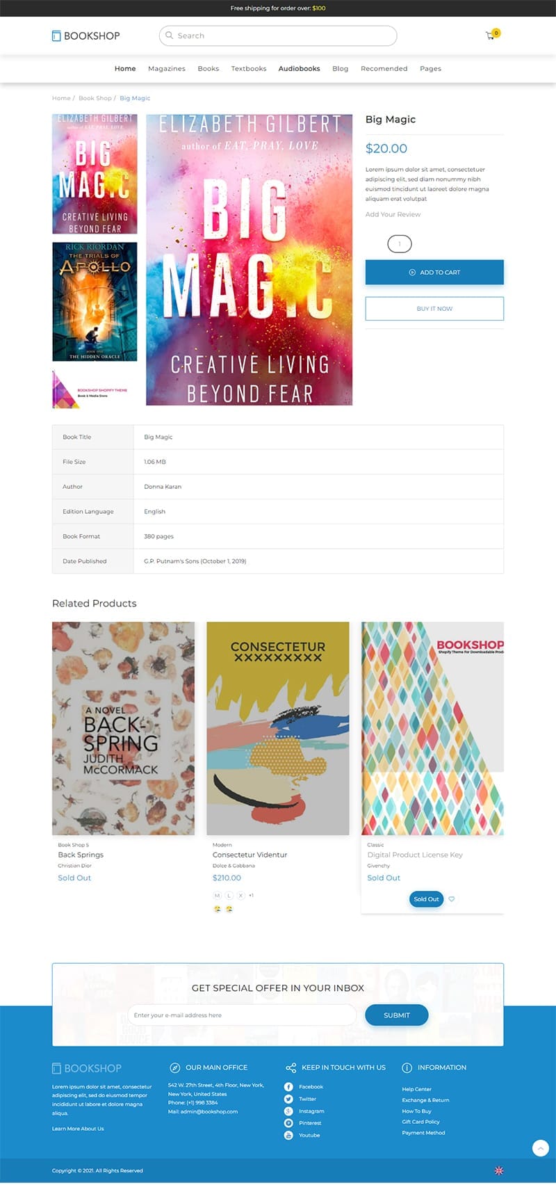 template website bookshop productdetail