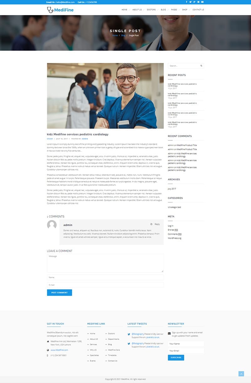 template website health MediFine blog detail