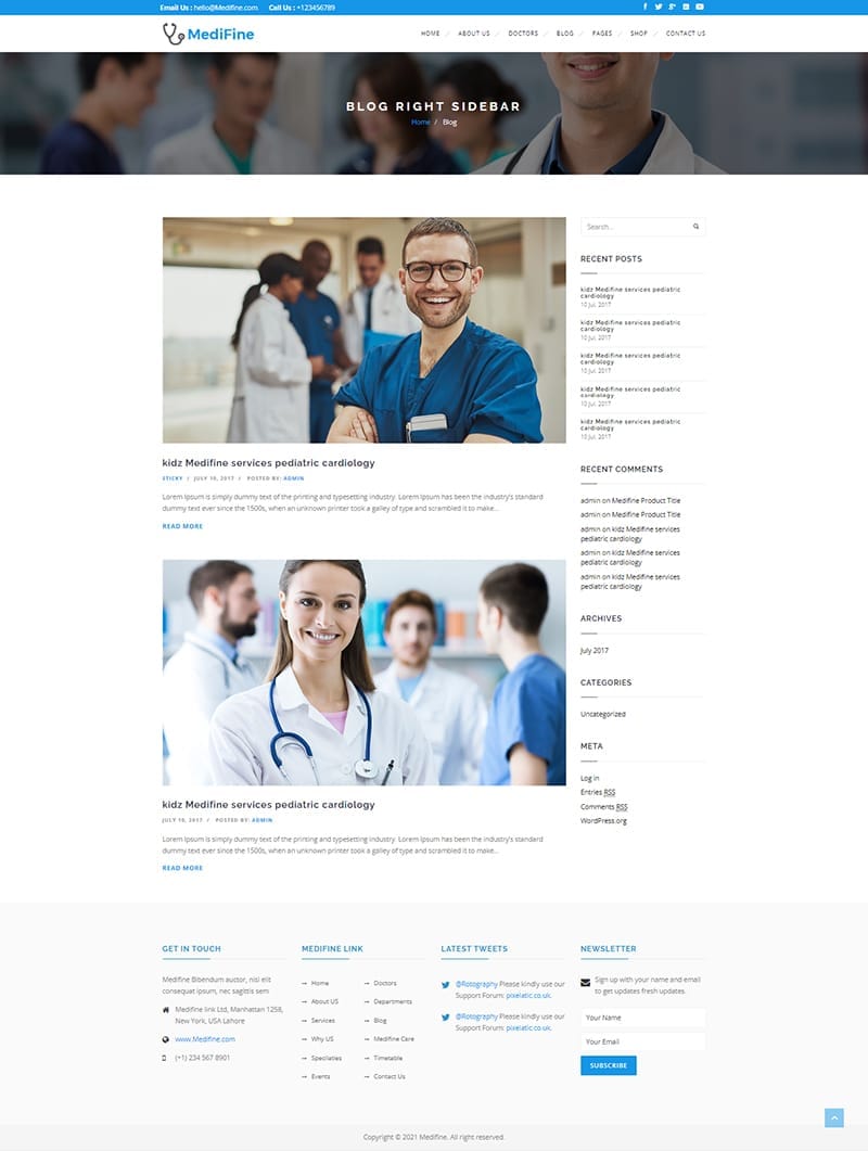 template website health MediFine blog