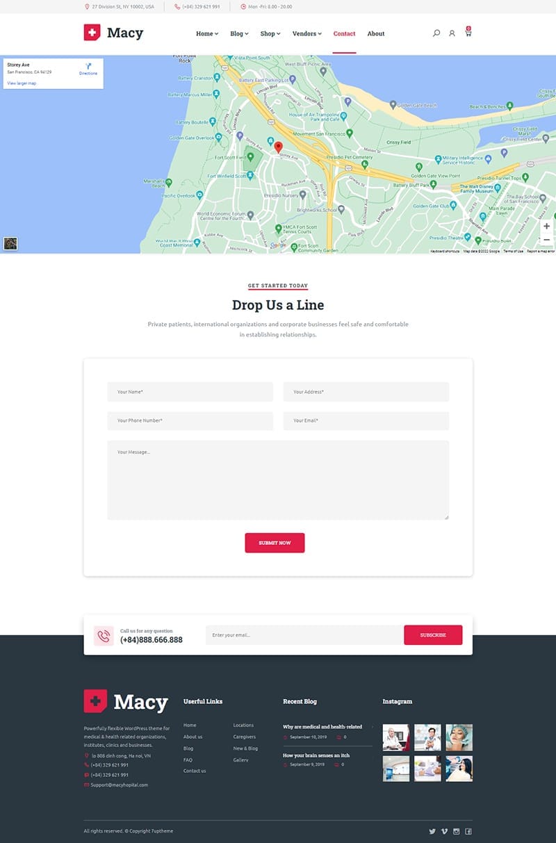 template website health macy contact