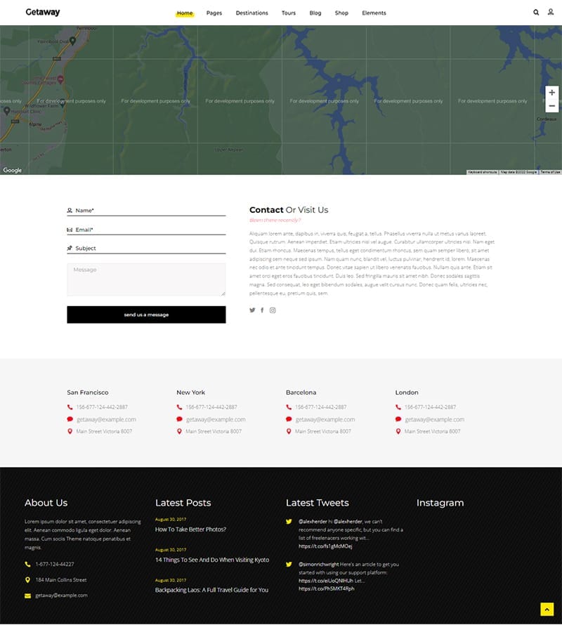 template website travel gateway contact