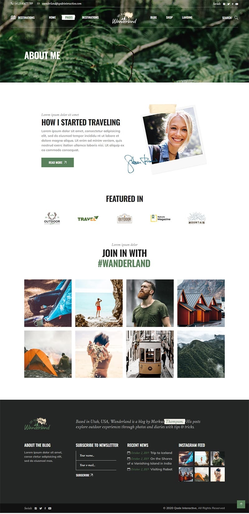 template website travel vanderland aboutpage