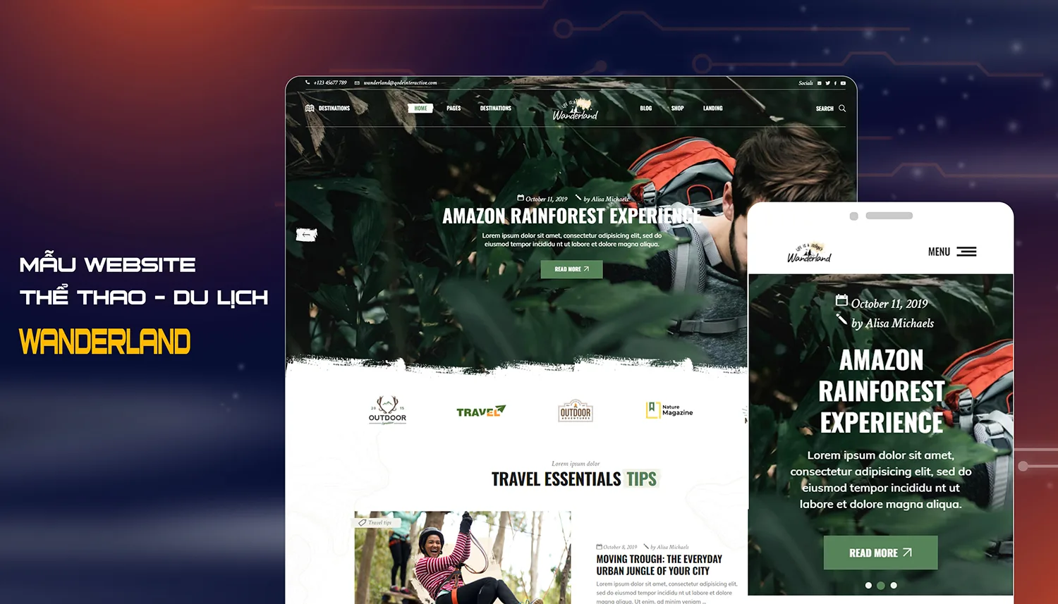 Mẫu website du lịch Vanderland 1 template website travel vanderland banner