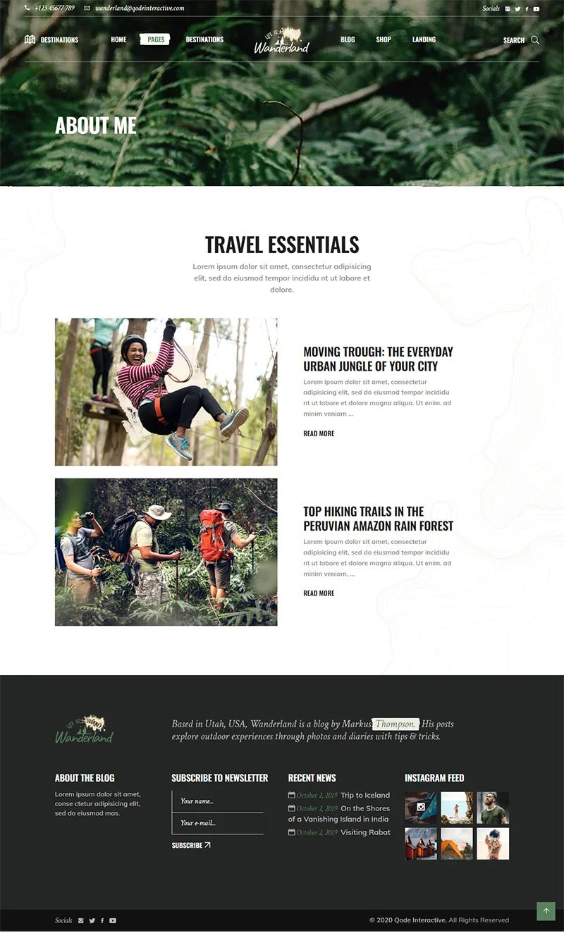 Mẫu website du lịch Vanderland 4 template website travel vanderland blog
