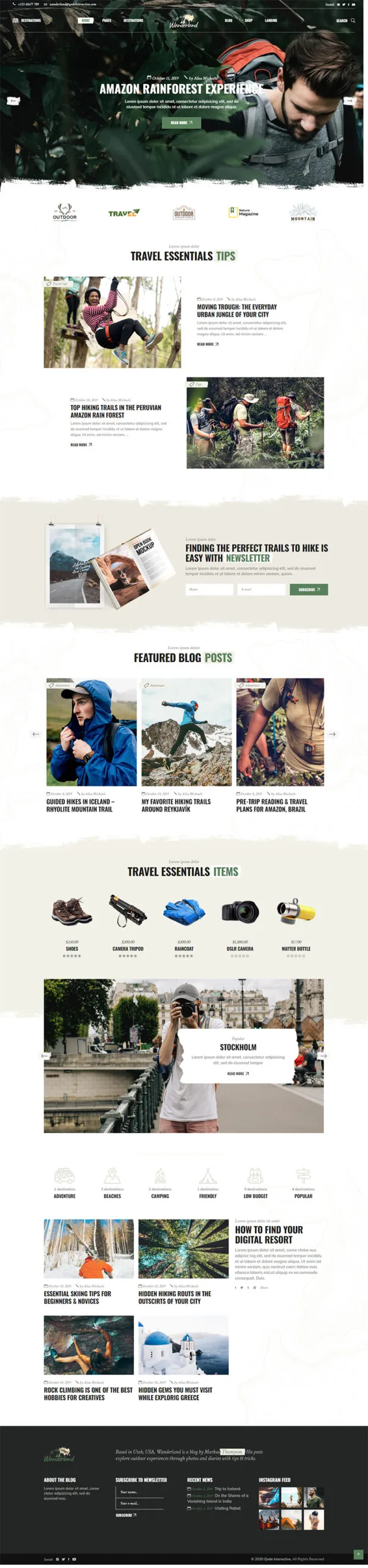 Mẫu website du lịch Vanderland 2 template website travel vanderland homepage scaled