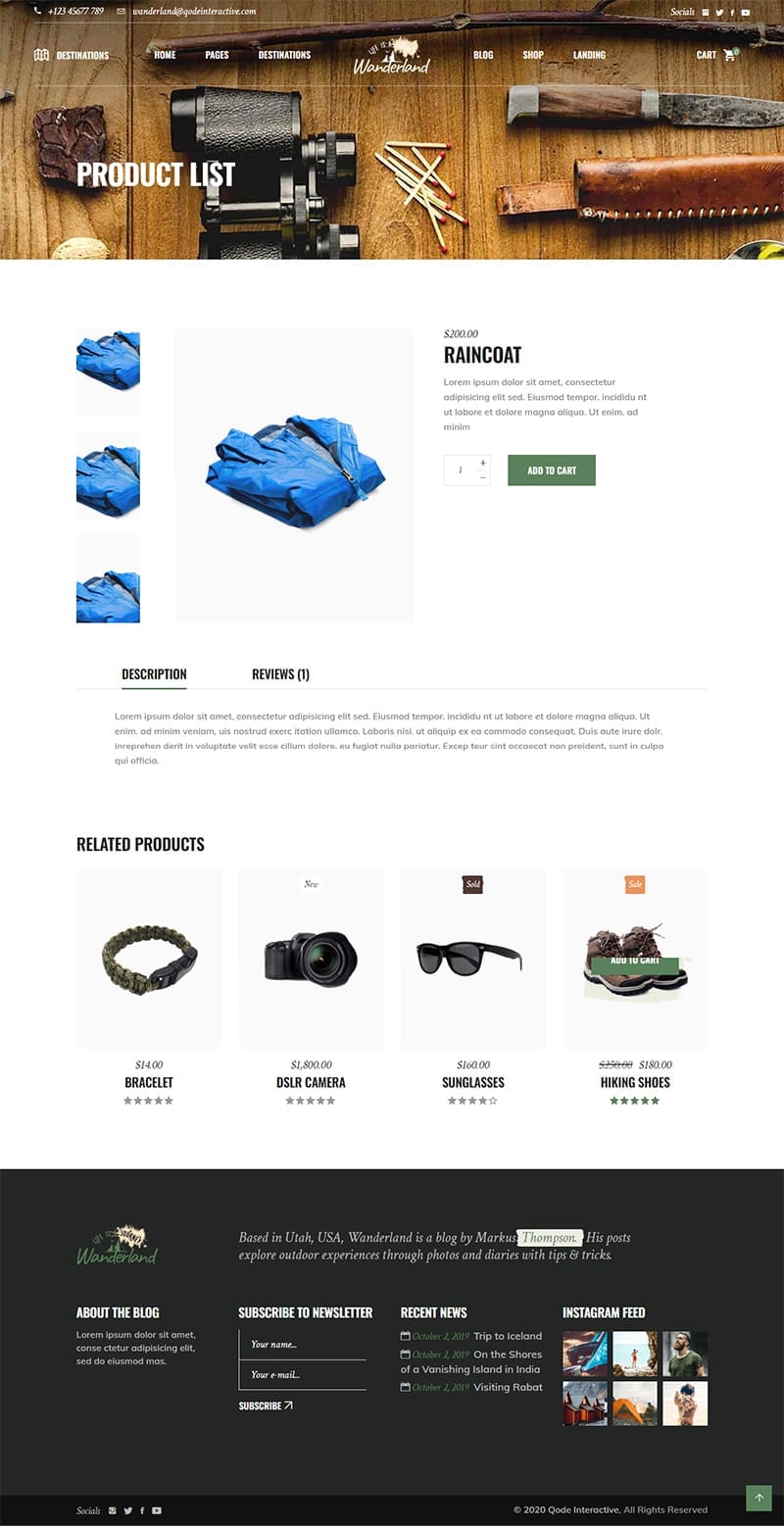 template website travel vanderland proudctdetail