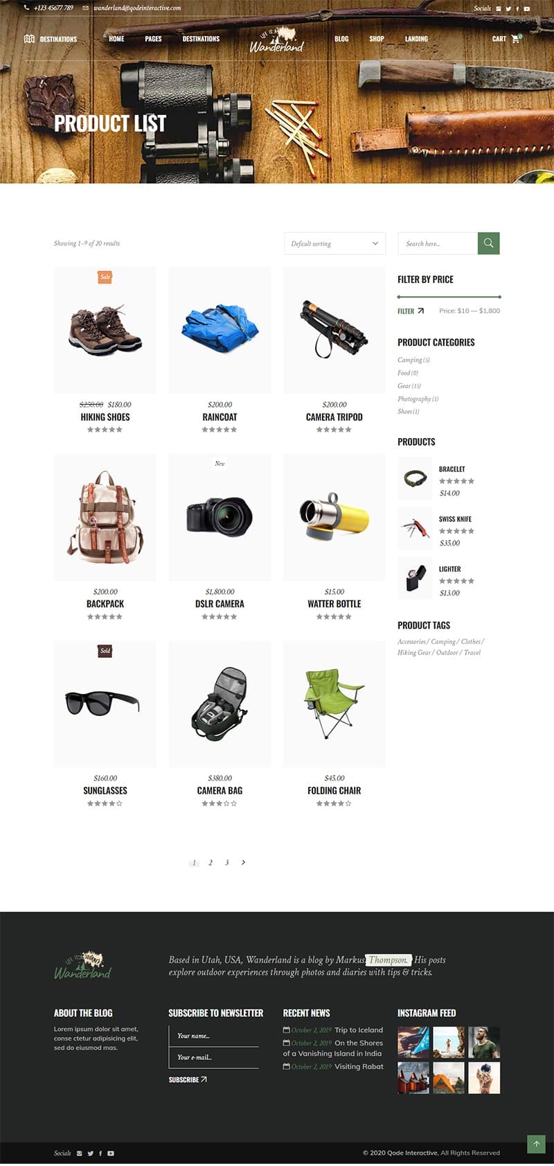 template website travel vanderland shoppage