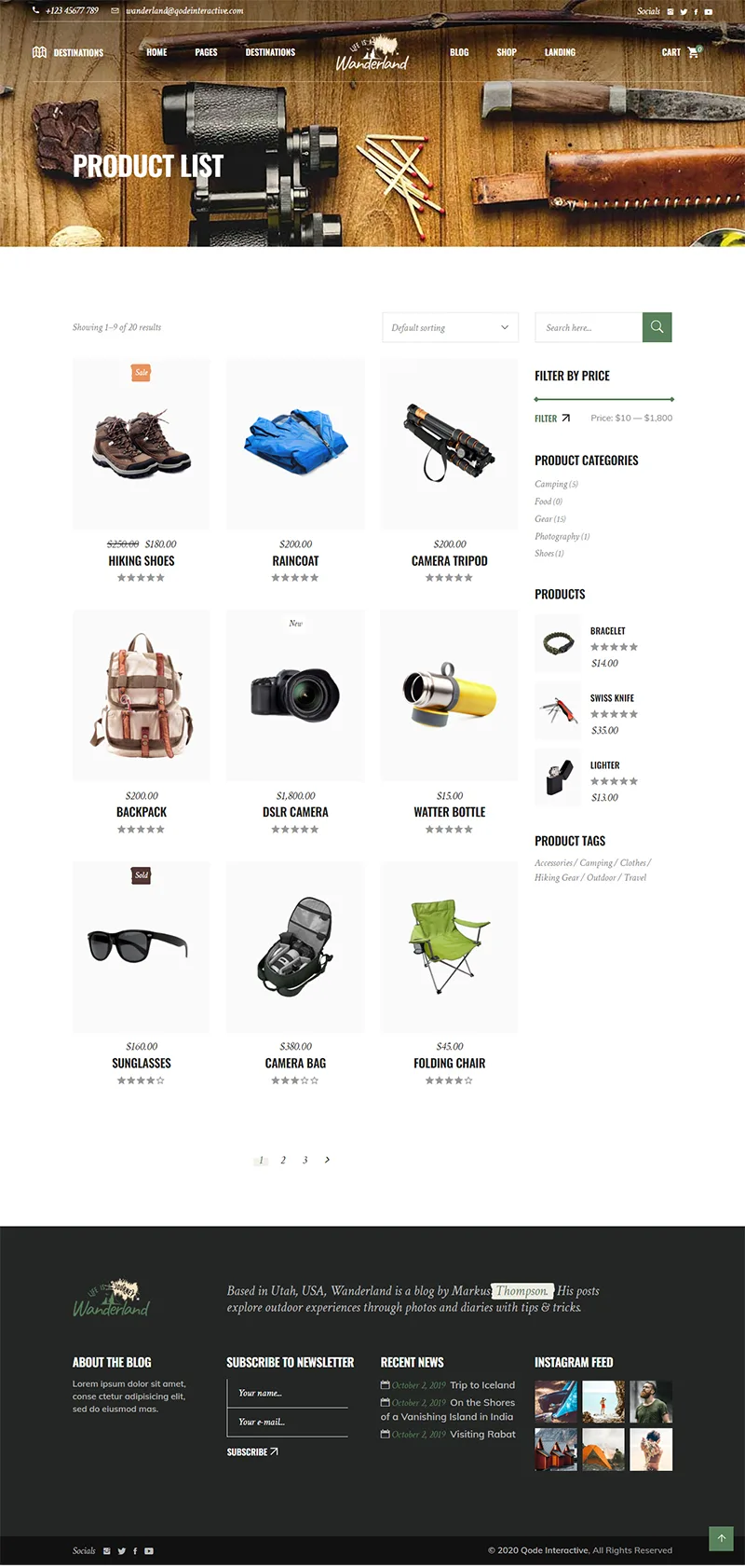 Mẫu website du lịch Vanderland 6 template website travel vanderland shoppage