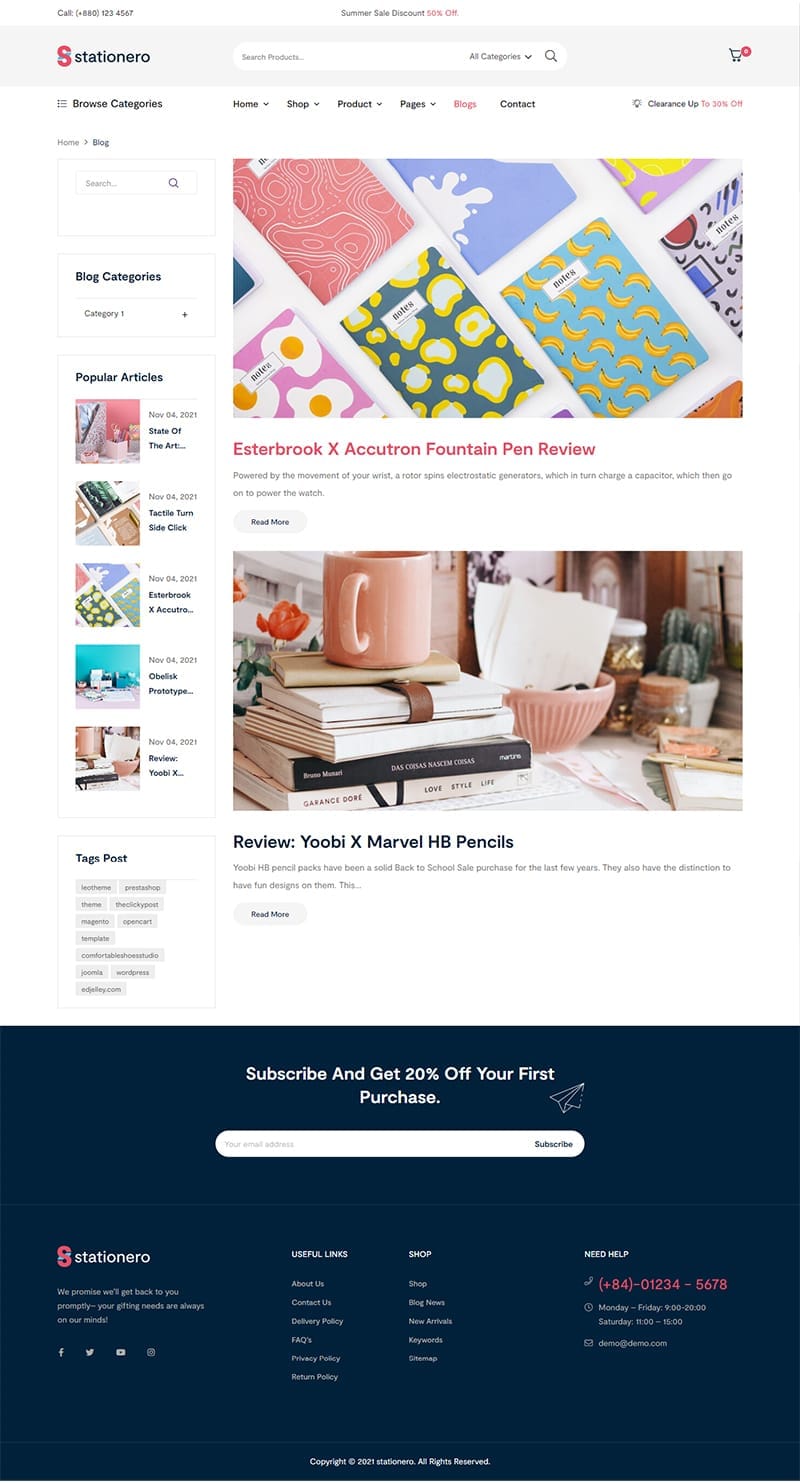 website bookstore stationero blogpage