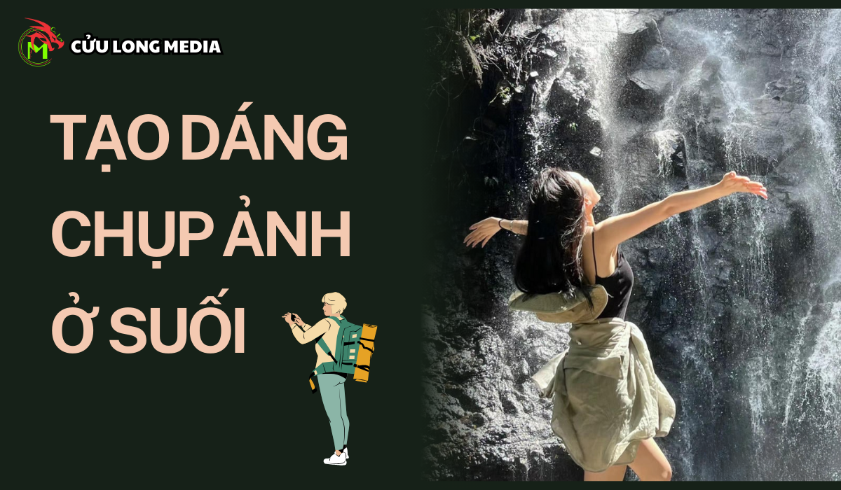 Tạo dáng chụp ảnh ở suối