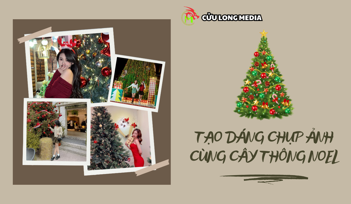 Tạo dáng chụp ảnh cùng cây thông noel
