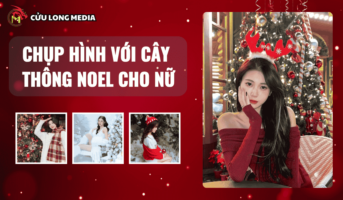 Chụp hình với cây thông noel cho nữ
