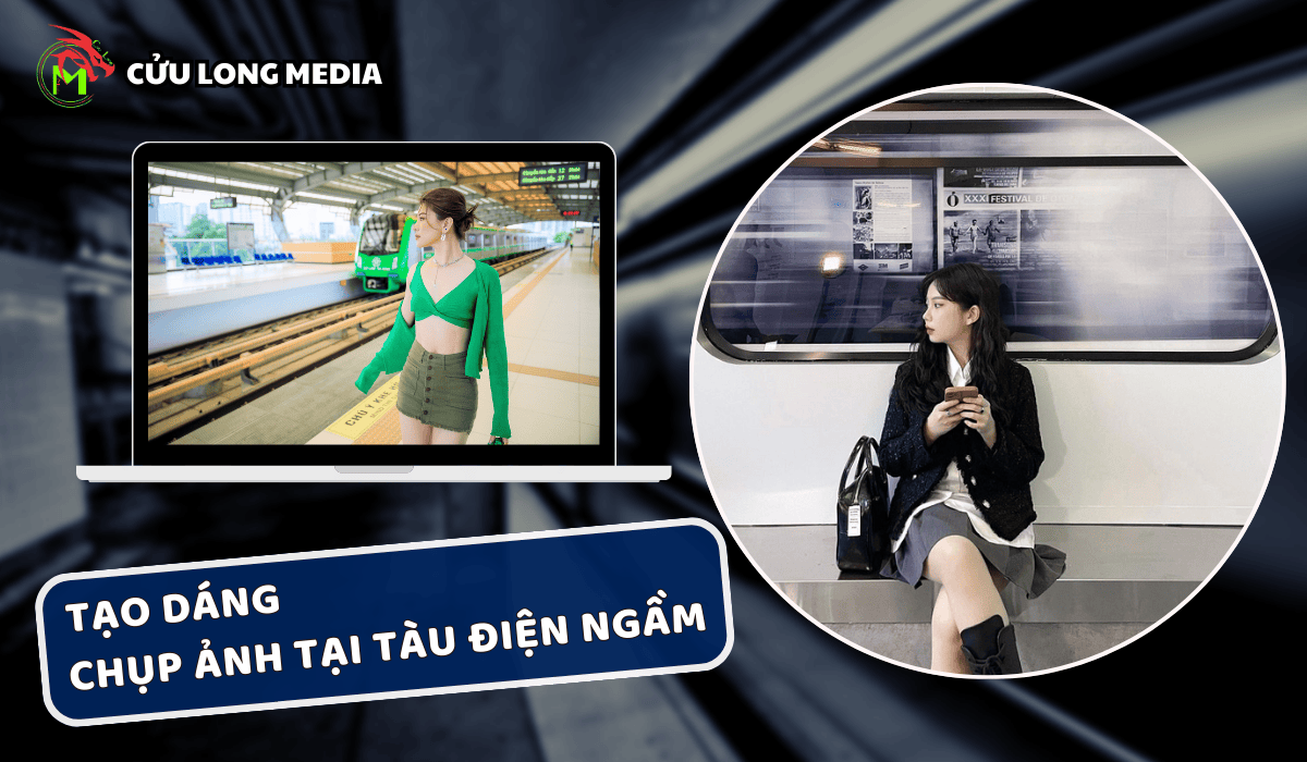 Tạo dáng chụp ảnh tại tàu điện ngầm