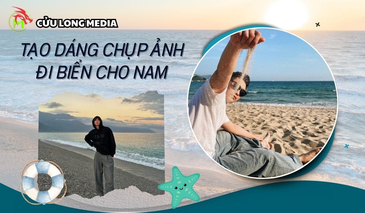 Tạo dáng chụp ảnh đi biển cho nam