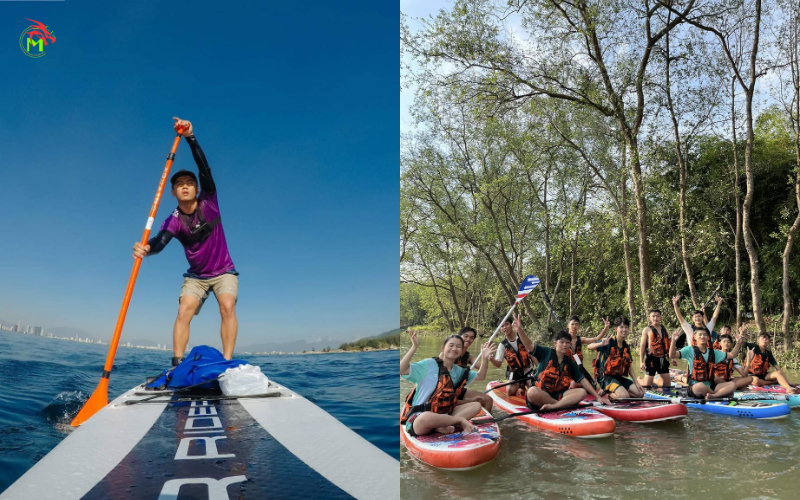 Tạo dáng đứng chèo và nhóm bạn thân